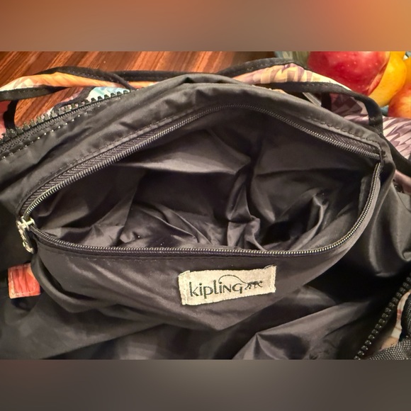 Kipling Large Multicolor Black Green Orange Blue Top Handle Shoulder Tote Bag - Picture 9 of 14